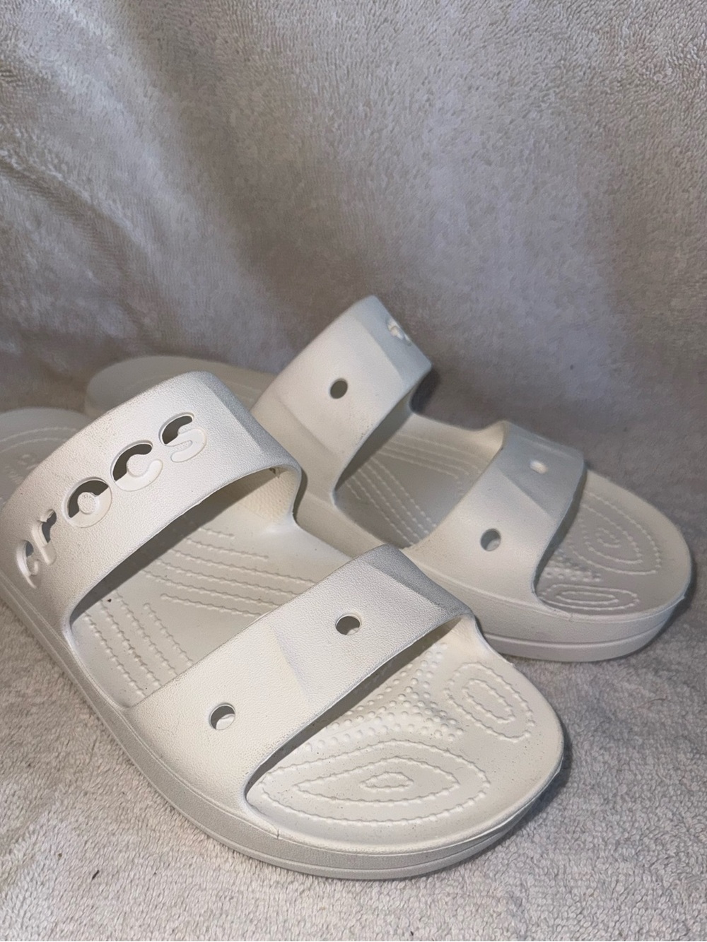 CROCS White Dual-Strap Slide Sandals